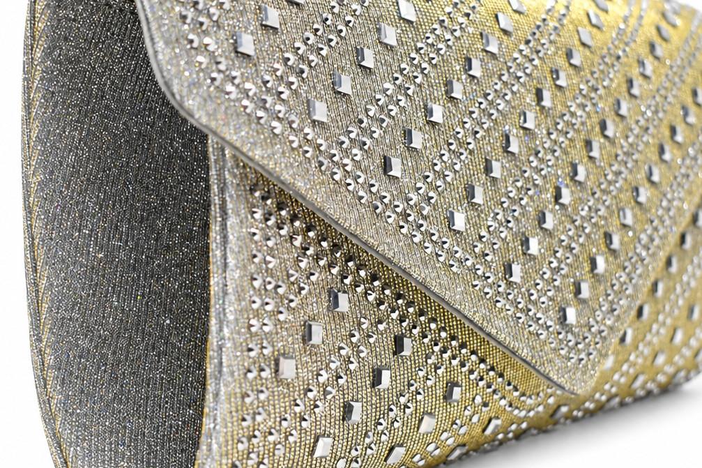 Bolso de Fiesta de mano Menbur AMB15 Gris de Pedrería con cadena
