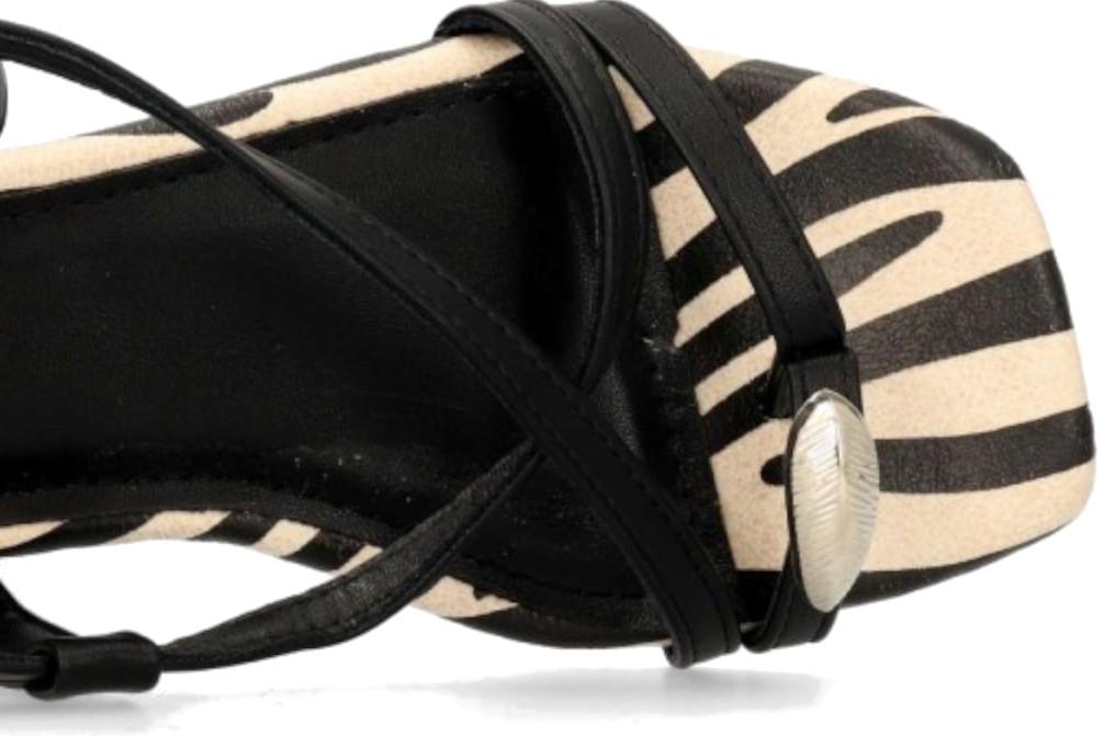 Sandalias planas Isteria 1104 en nego para mujer de piel vegana