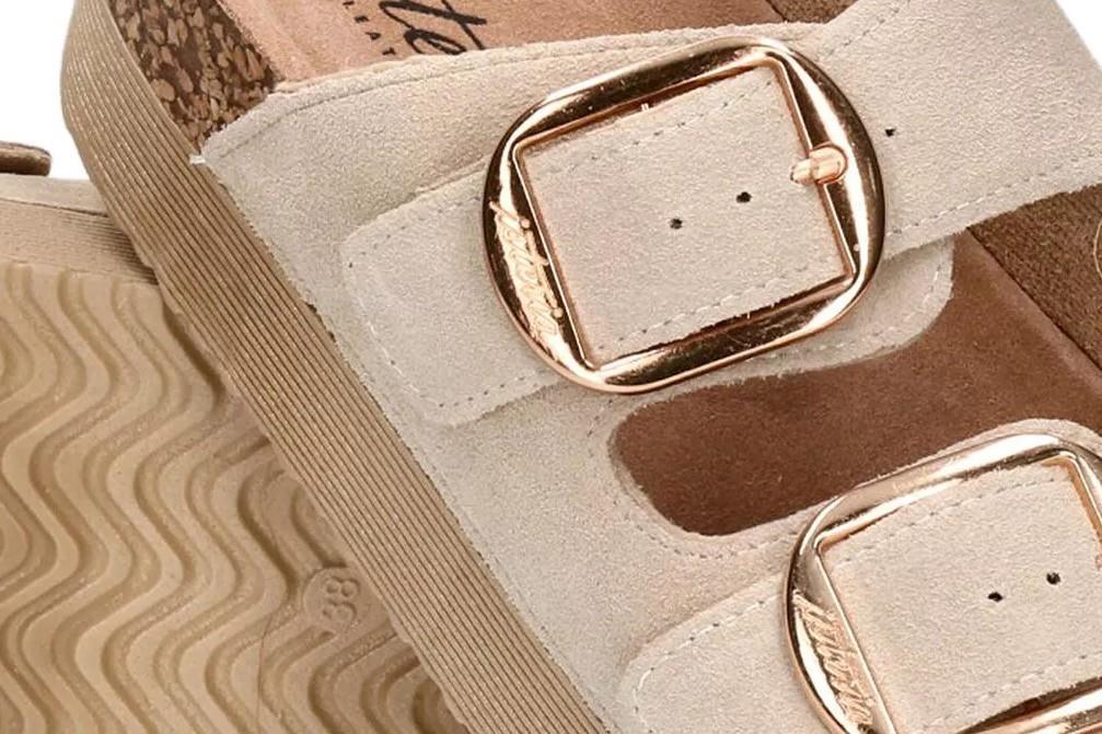 Sandalias bio doble suela Isteria 25221 en beige para mujer