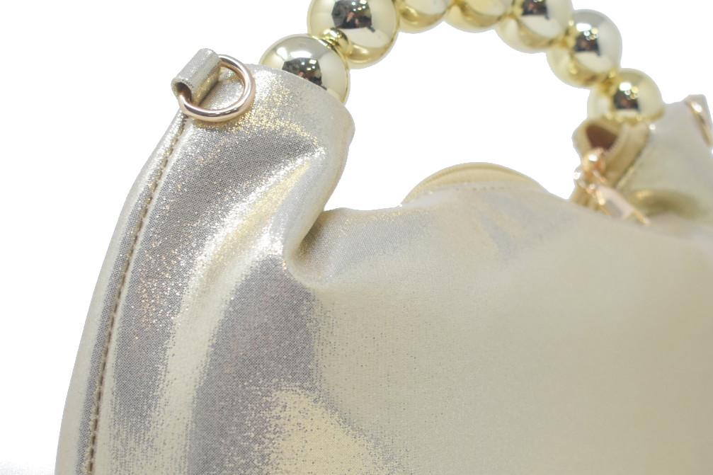 Bolso de Fiesta Menbur AMB0400 Oro con Asa de Bolas, Cadena y Cierre para Mujer