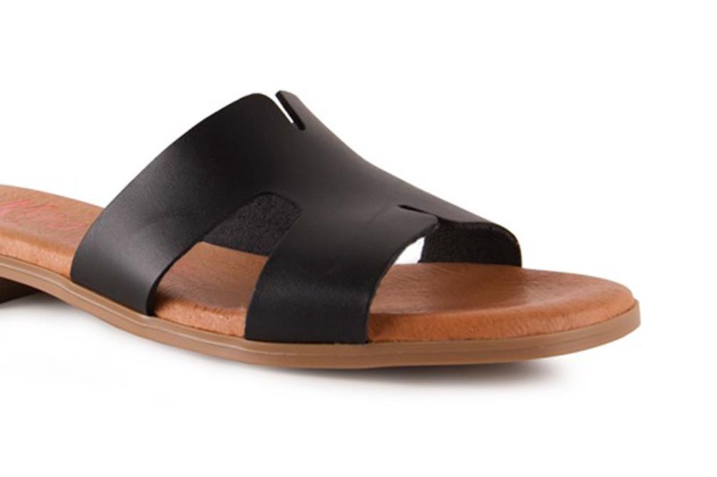 Sandalias plana de Pala Tekila 140 negro Mujer | Piel Natural, Plantilla Gel y Máximo Confort