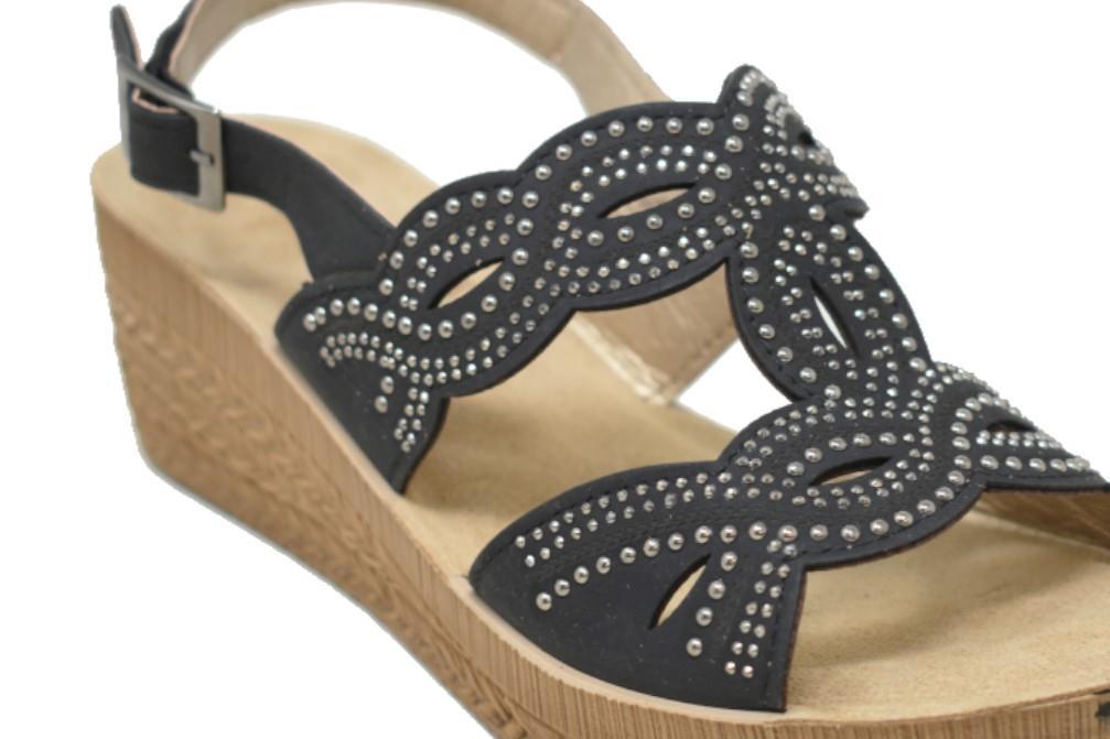 Sandalias con cuña inblu GO000014 en negro