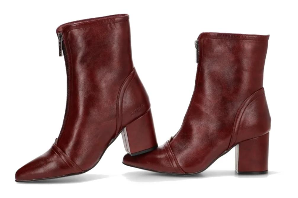 Botines de tacón Etika Hanna 32022 burdeos con cremallera delantera