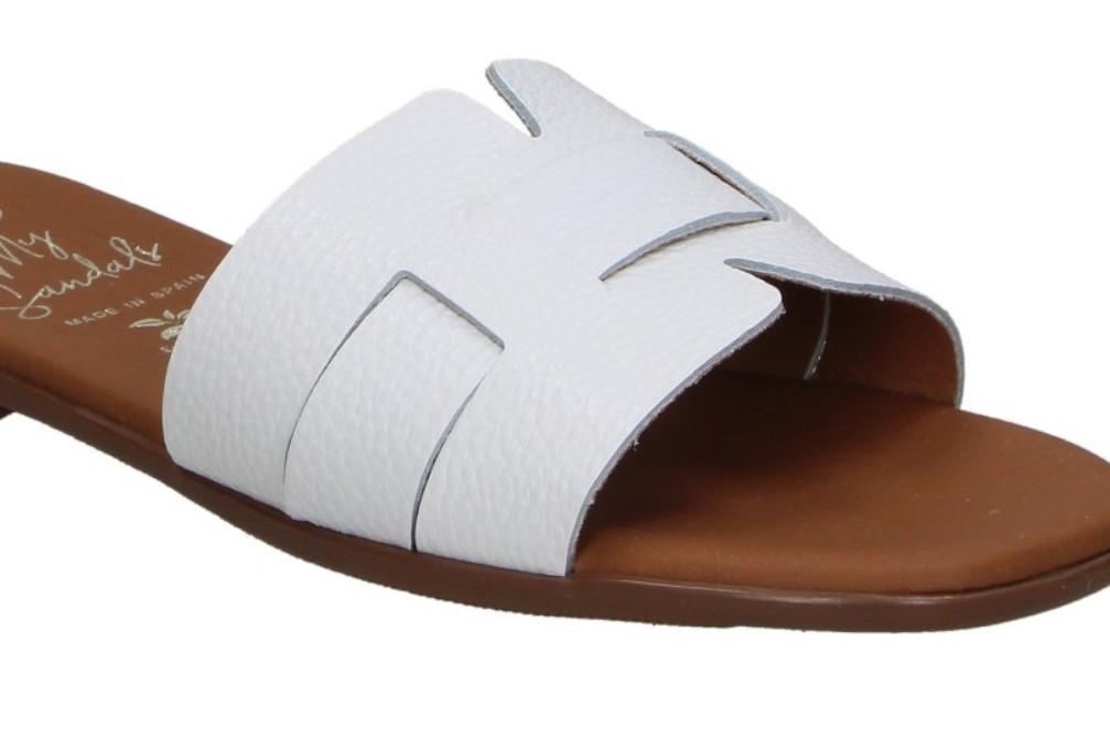 Sandalias planas Oh! My Sandals Alexia 5800 blanco para mujer – de pala Metalizada y Máxima Comodidad