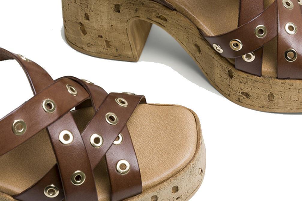 Sandalias con tacón Porronet Zoe 3179 en moka para mujer