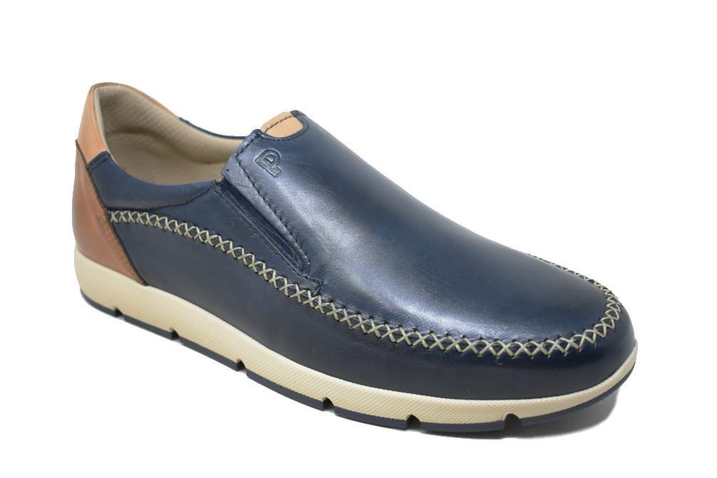 Mocasín Pitillos 4050 para hombre en color azul marino y cuero