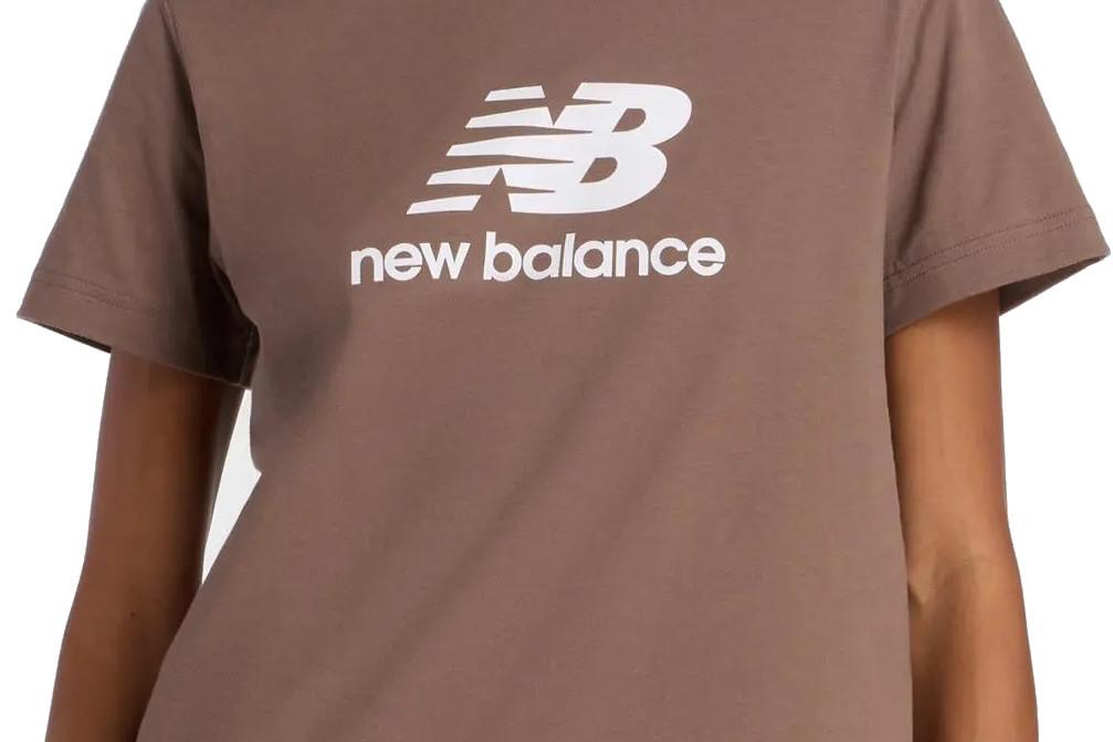 New Balance Camiseta Mujer Jersey Stacked Logo Manga Corta Marrón Blanco WT41502 Casual Algodón