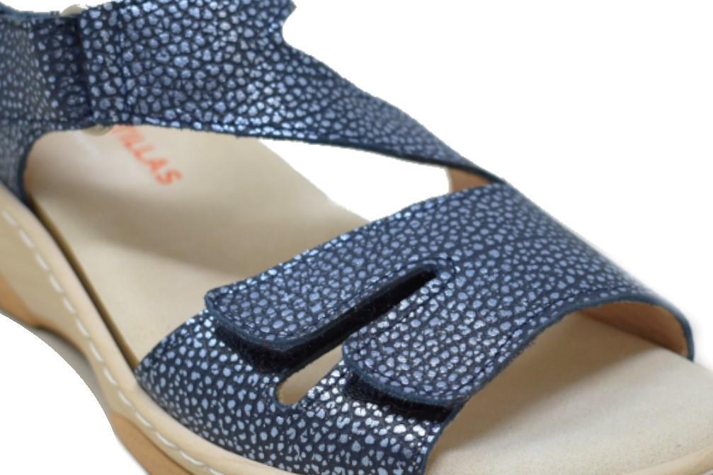 Sandalias con cuña Doctor Cutillas 49123 en azul marino para mujer