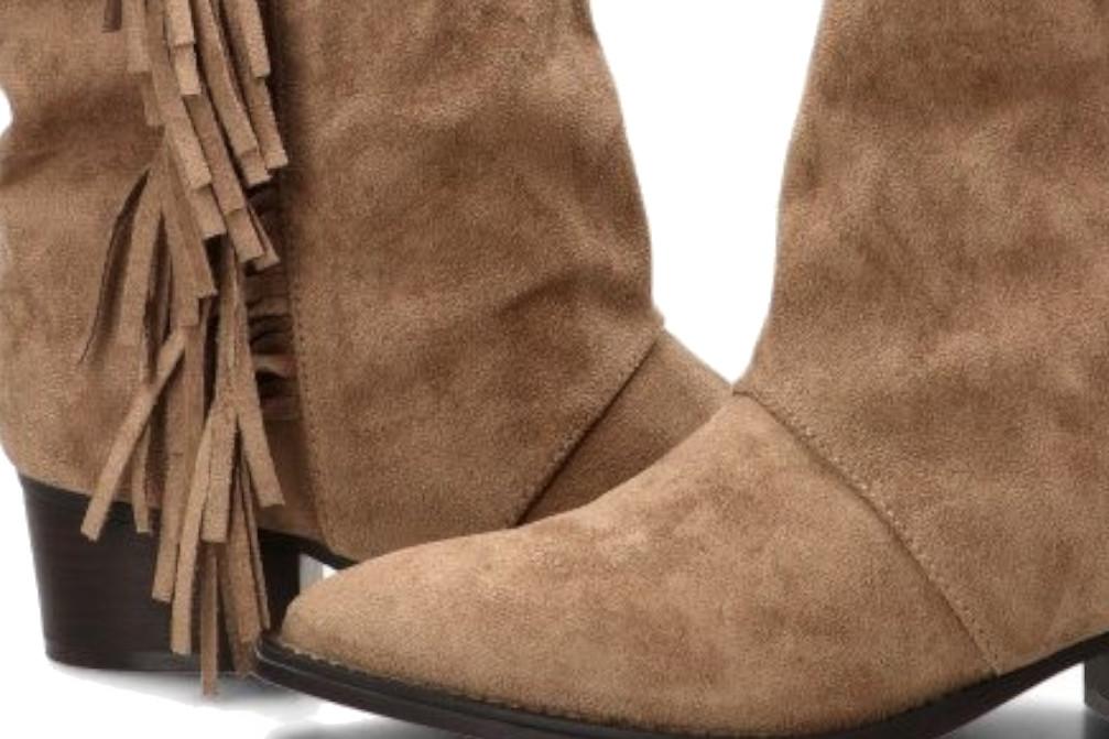 Botas western Etika 110568 taupe de antelina con flecos