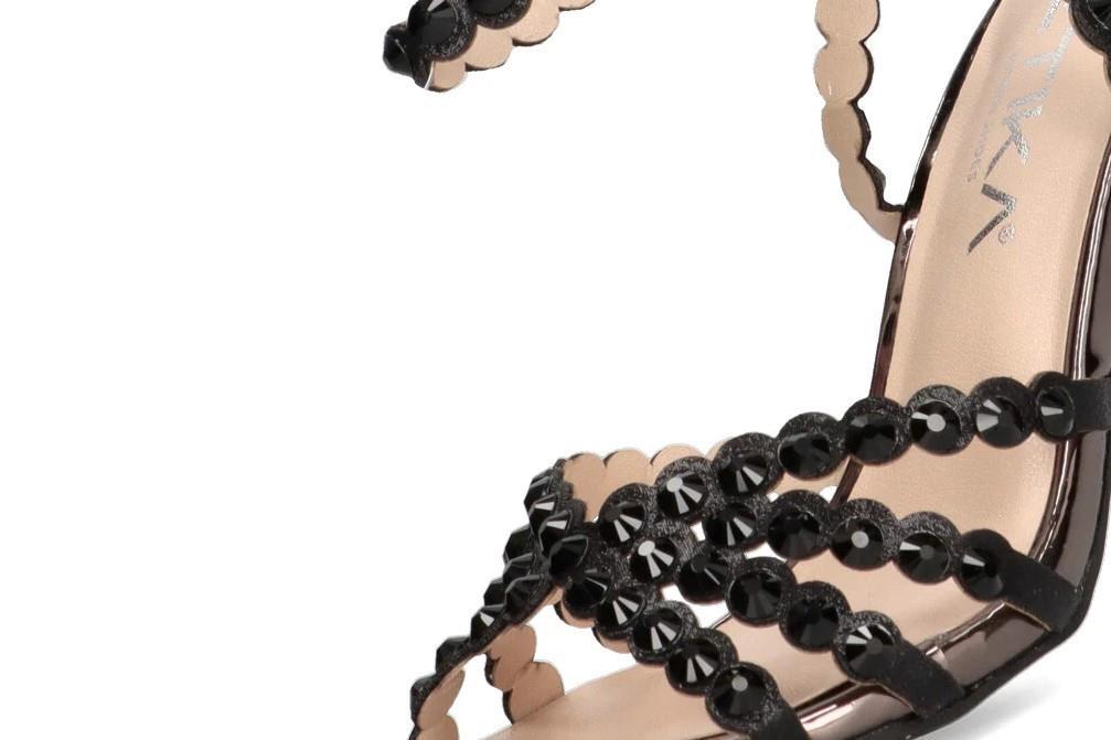 Sandalias de fiesta con tacón 90010 en negro para mujer