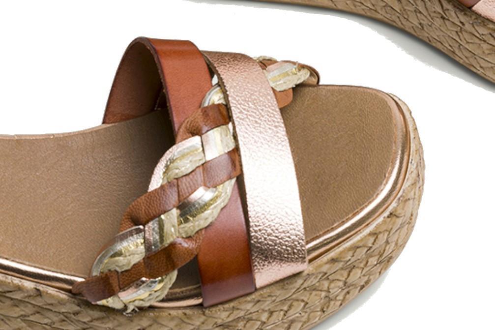 Sandalias con cuña Porronet Diana 3165 en cuero para mujer