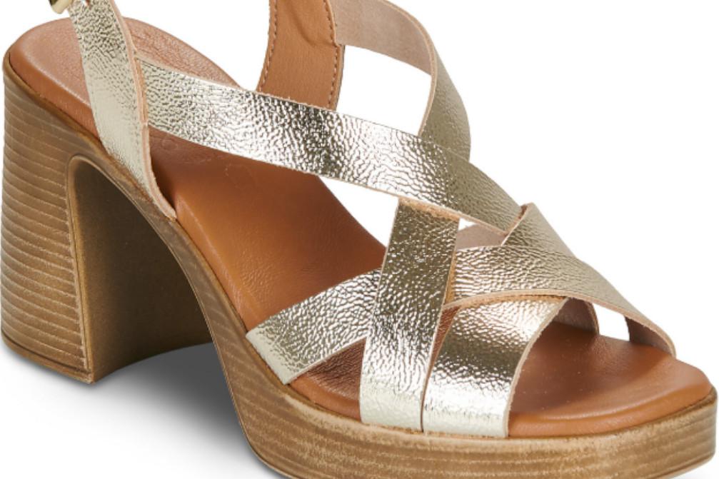 Sandalias de tacón Oh! My Sandals 5938 Dorado para mujer – Sandalias de fiesta y tacón Ancho
