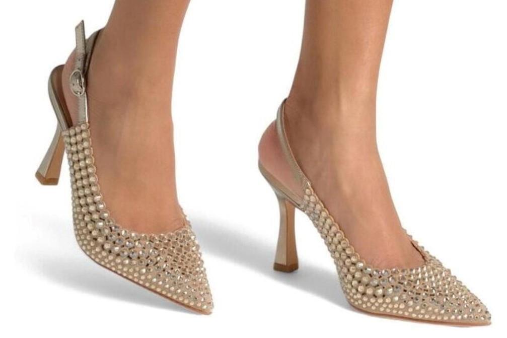 Zapatos de tacón destalonado V250616 en bronce para mujer-Zapatos de fiesta