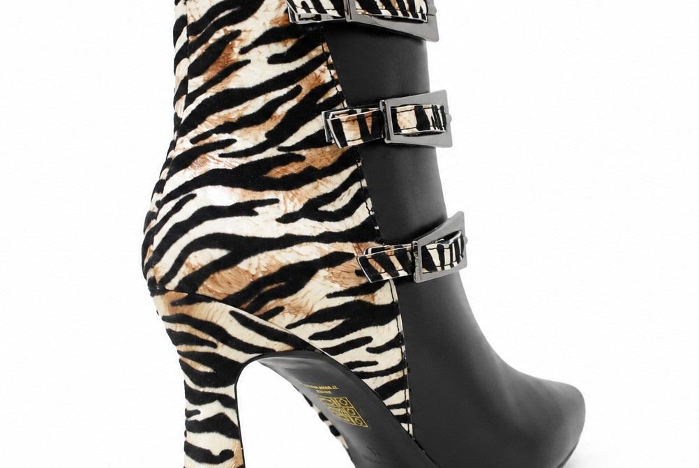 Botines de fiesta con tacón Joni 31042 de piel estampada en negro
