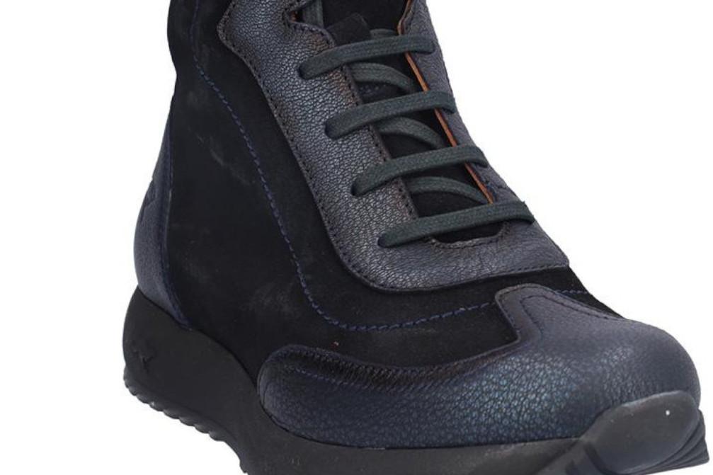 Botines deportivos Kangaroos 1164-4 de serraje marino metalizado con cordones