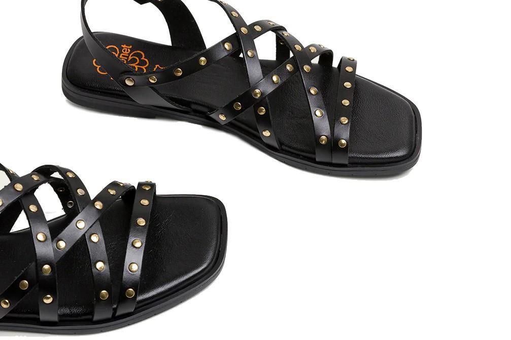 Sandalias planas Porronet Victoria en negro para mujer