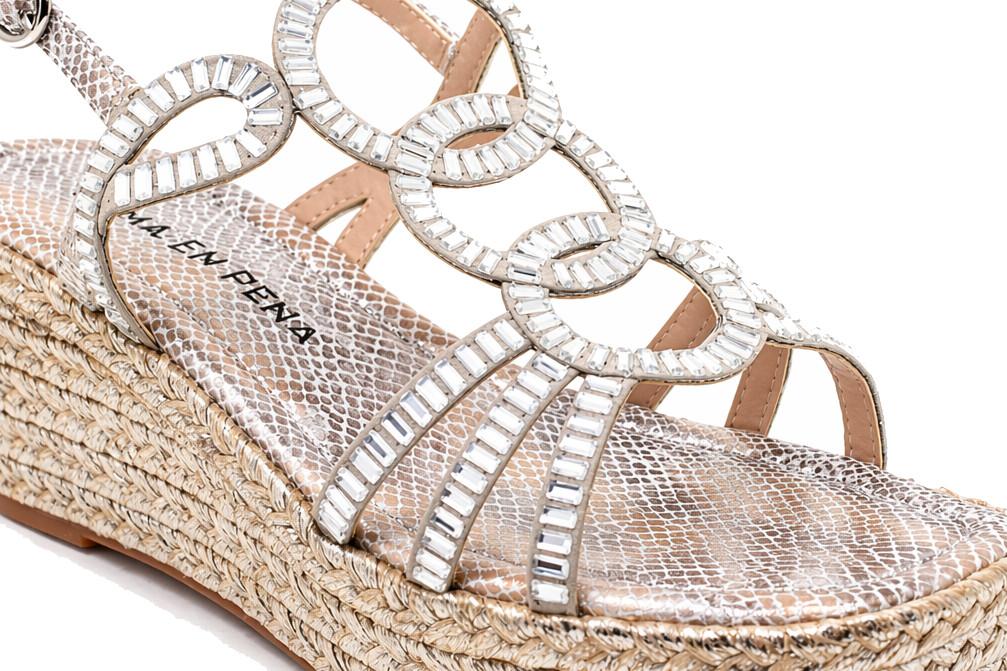 Sandalias con cuña media Alma en Pena para mujer de esparto