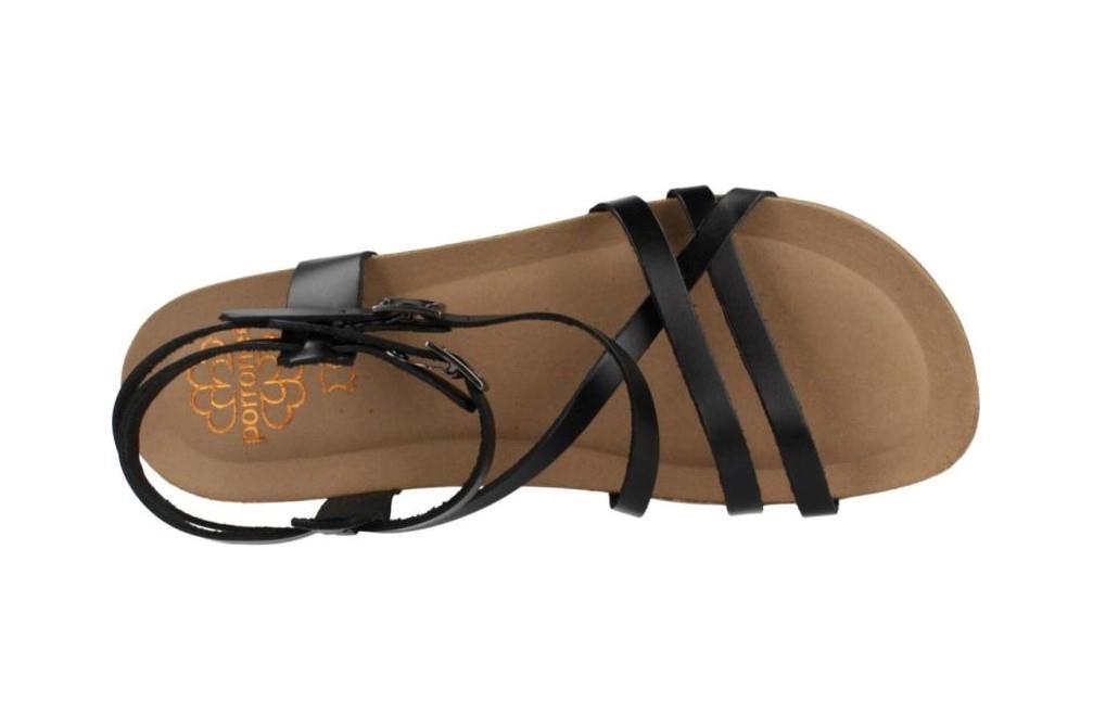 Sandalias planas Romanas Porronet Selena 3133 en negro para mujer