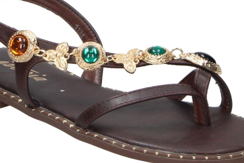 Sandalias Planas Mujer Isteria 1124 Marrón Chocolate | Sandalias Veganas con Hebilla
