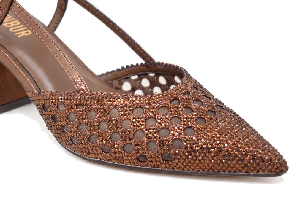 Zapatos de tacón ancho destalonados de fiesta Menbur BM749 bronce