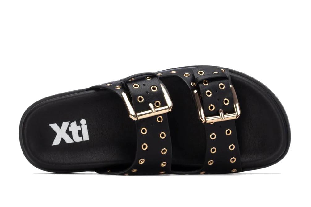 Sandalias planas XTI 145083 negras para mujer | Sandalias bio cómodas y modernas
