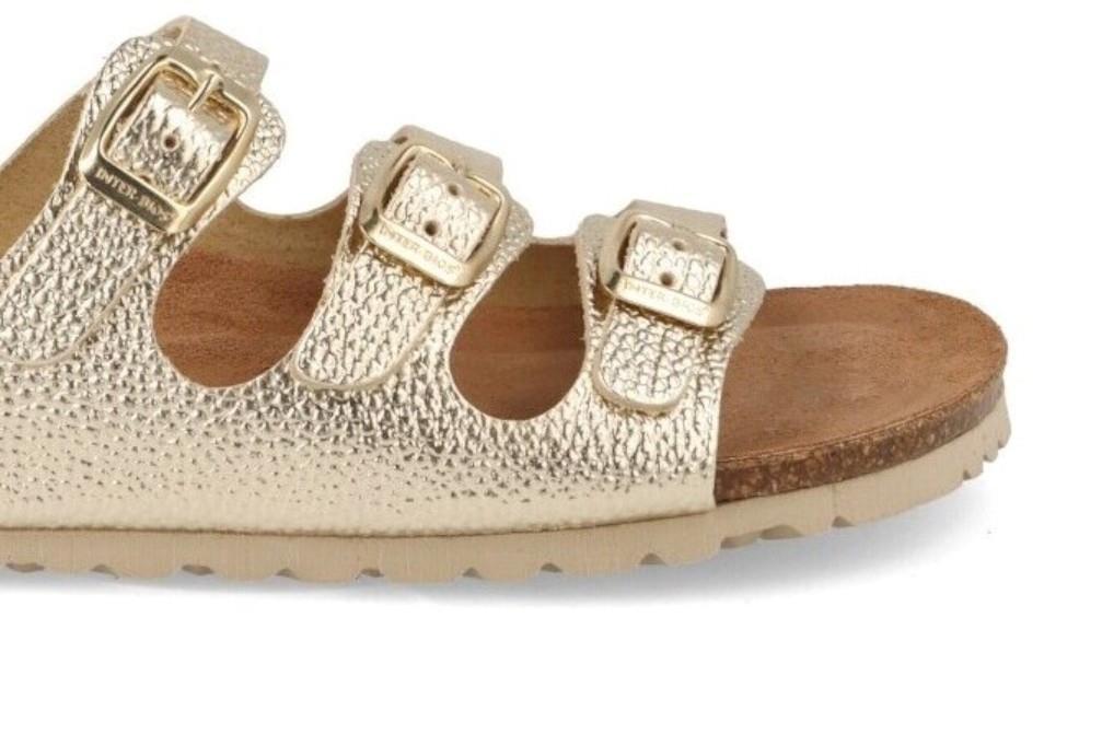 Sandalias planas Inter Bios 7231 en platino para mujer