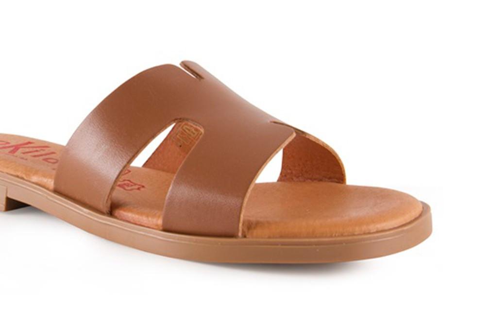 Sandalias de Pala Tekila 141 Metalizada color cuero Mujer | Piel, Plantilla Gel y Máximo Confort