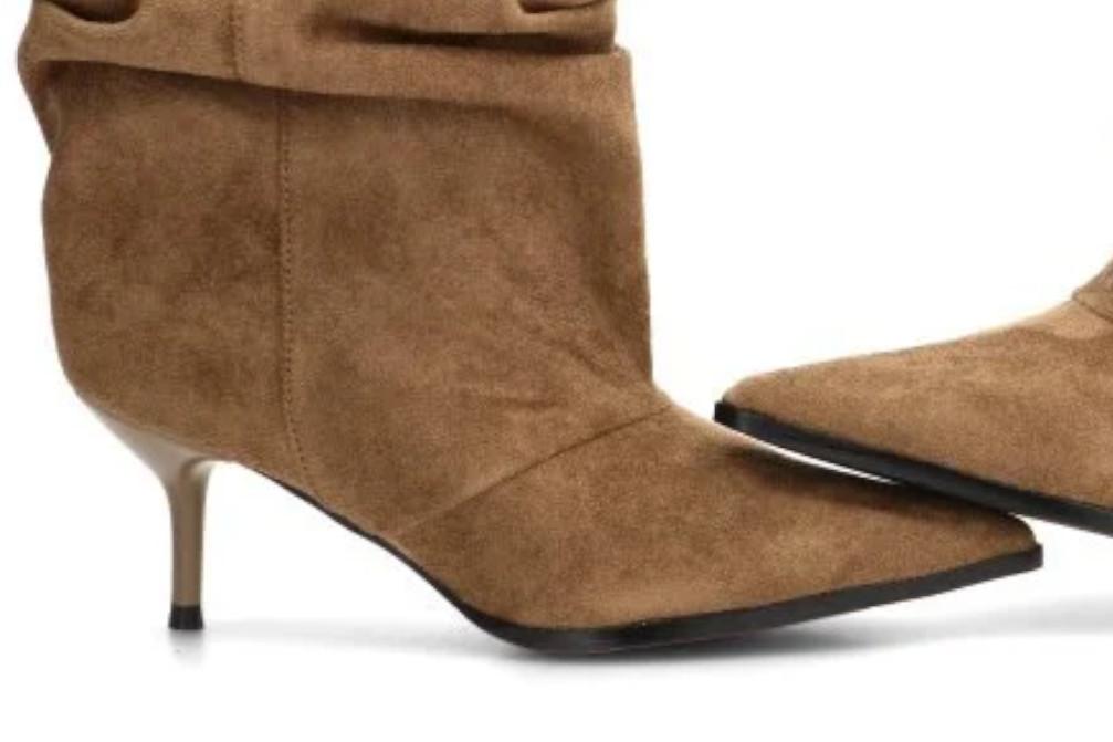 Botines de tacón Etika Estelle 32033 taupe con caña arrugada