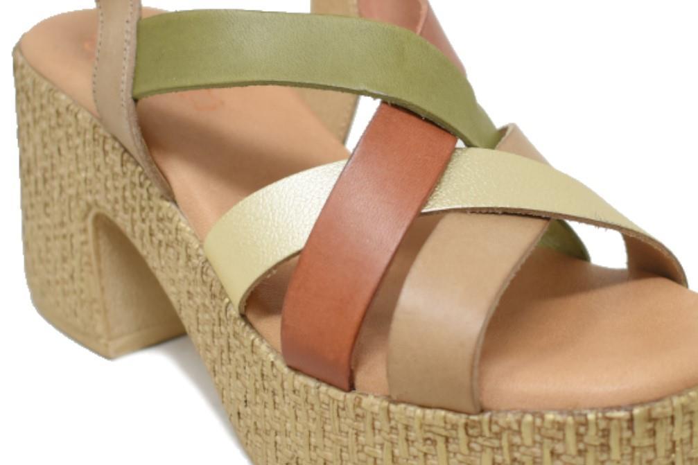 Sandalias con tacón Porronet 3171 en taupe para mujer