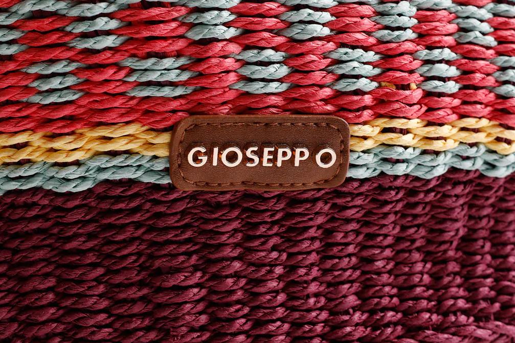 Bolso Capazo Gioseppo Pangani 78142 Burdeos Efecto Rafia con Estampado Multicolor