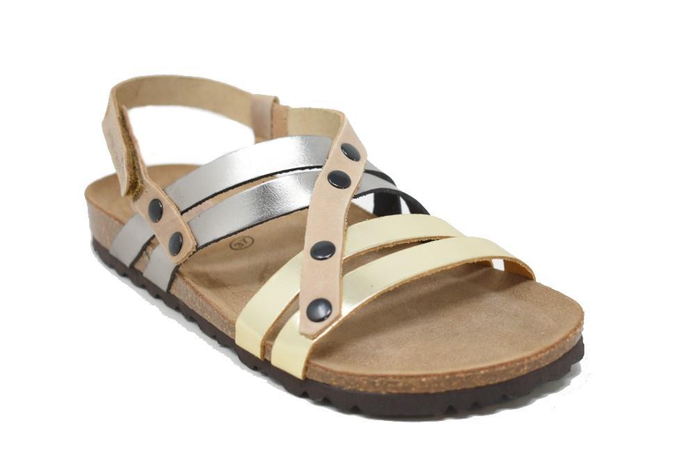 Sandalias planas Inter bios 7200 en platino para mujer