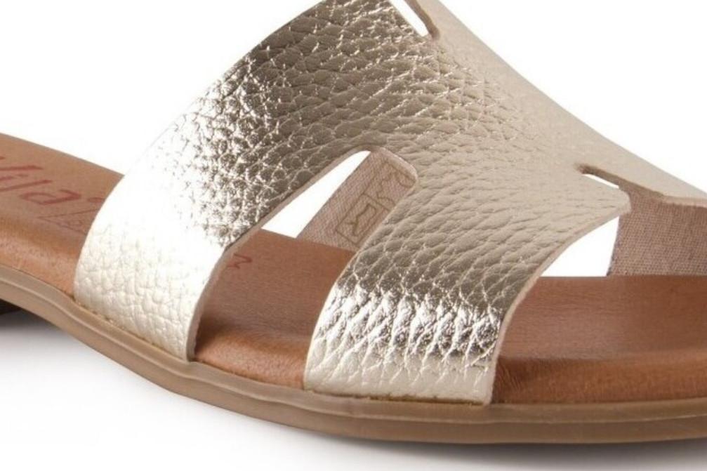 Sandalias de Pala Tekila 141 Metalizada color platino Mujer | Piel, Plantilla Gel y Máximo Confort