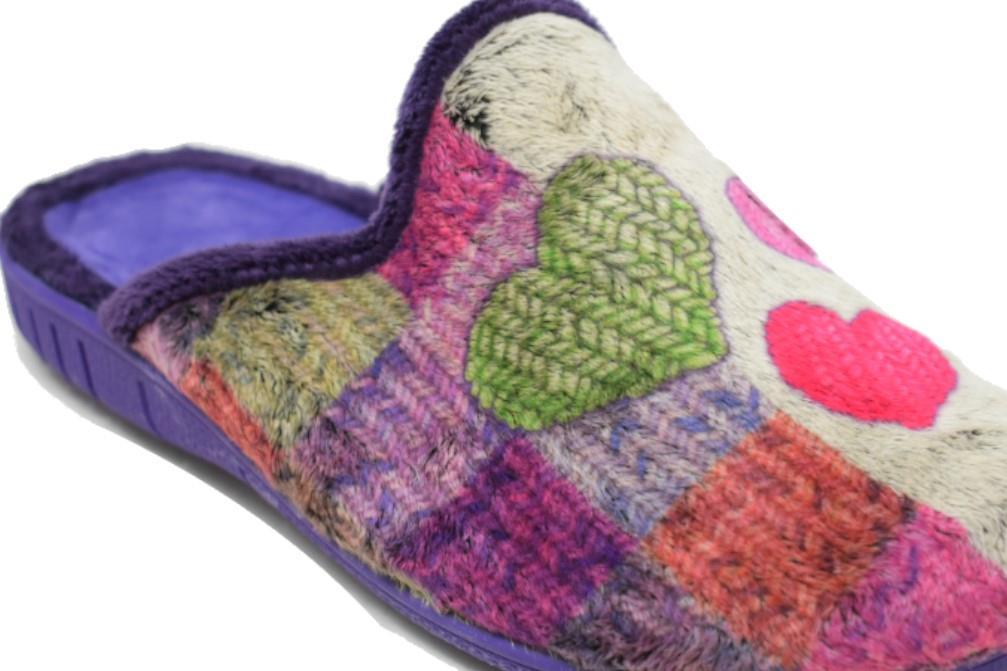Zapatillas de casa Calusa 945 en corazones para mujer morado