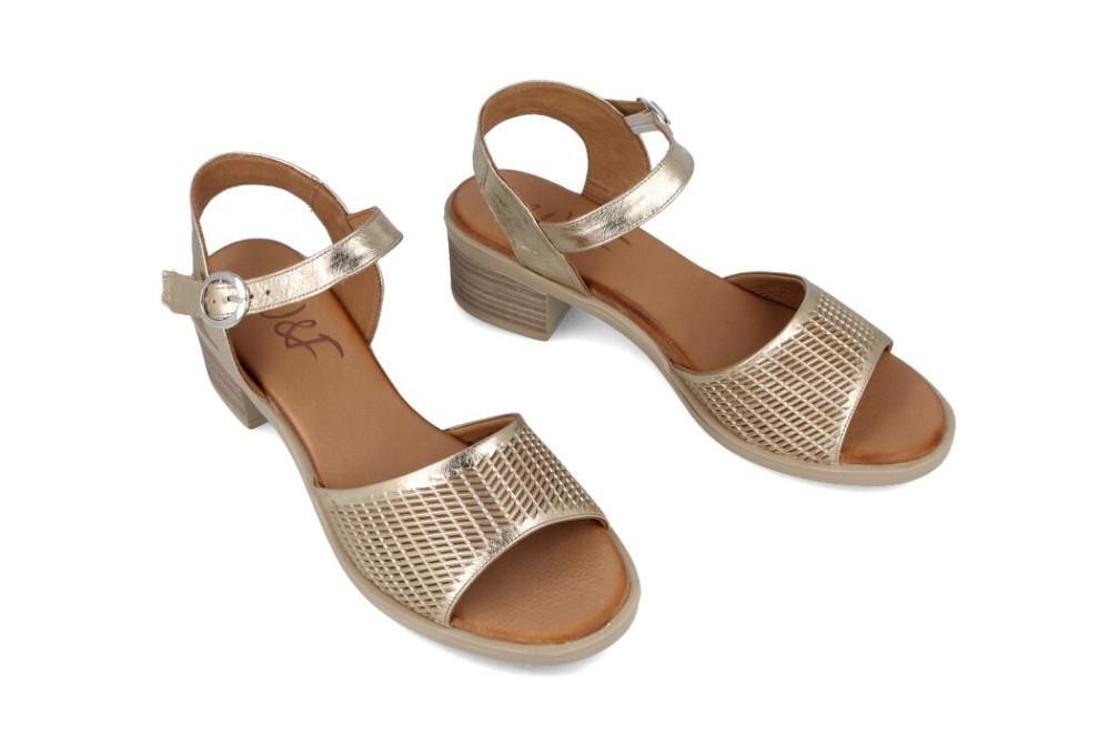 Sandalias de tacón Walk & Fly E21-221-WF en oro para mujer