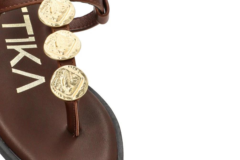 Sandalias Planas de Dedo ETIKA Cefalú 10100 Chocolate para Mujer con Hebilla Ajustable