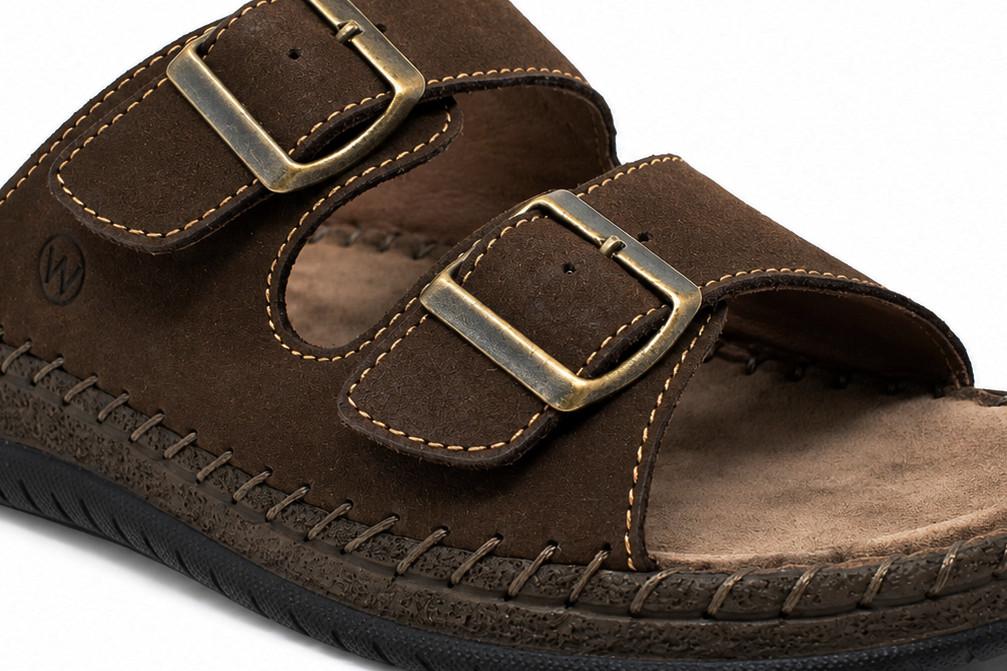 Sandalias hombre Walk & Fly Zadar 13190 marrón | Sandalias de piel cómodas con hebillas
