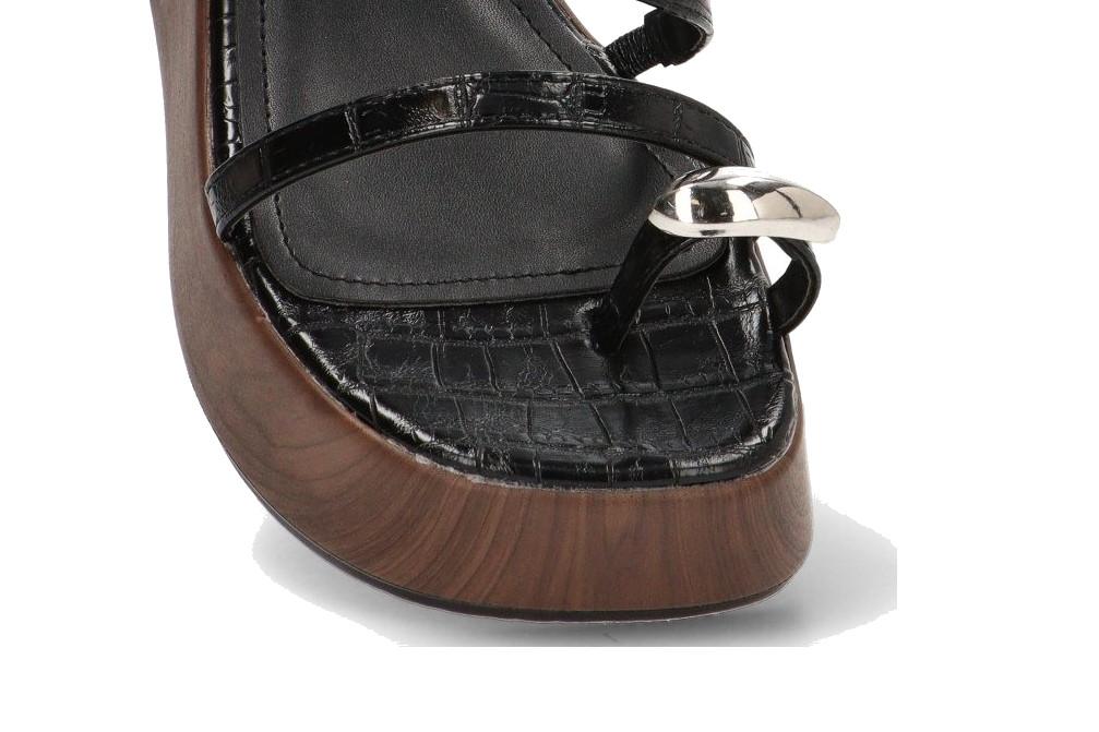Sandalia de dedo con cuña media ISTERIA 1112 Negro para mujer| Comodidad y Estilo para Verano
