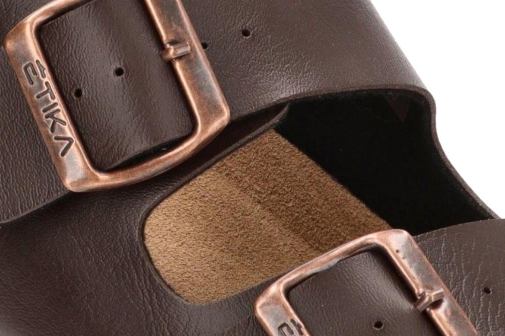 Sandalia Bio ETIKA 41012 Marrón para Hombre | Sandalias Planas con Hebillas y Plantilla Confort