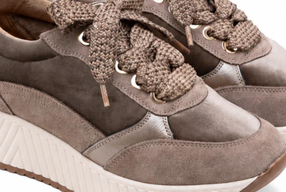 Deportivas de mujer Porronet Zoe DEP600 de piel y terciopelo gris