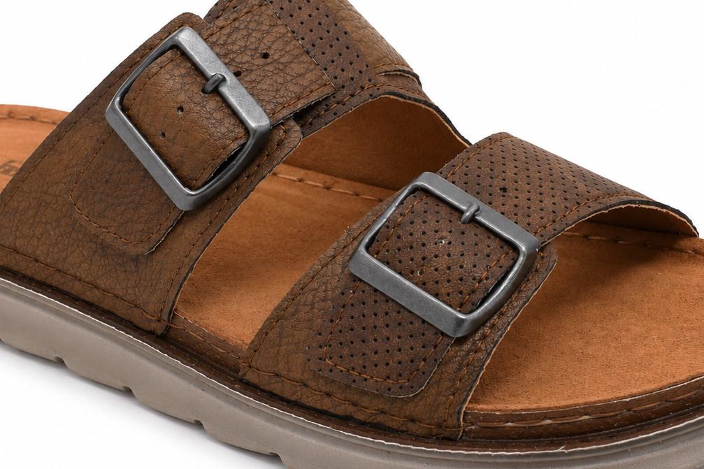 Sandalia cómodas Inblu BU000019 Tipo Chancla con Planta de Piel y Hebillas Ajustables para hombre