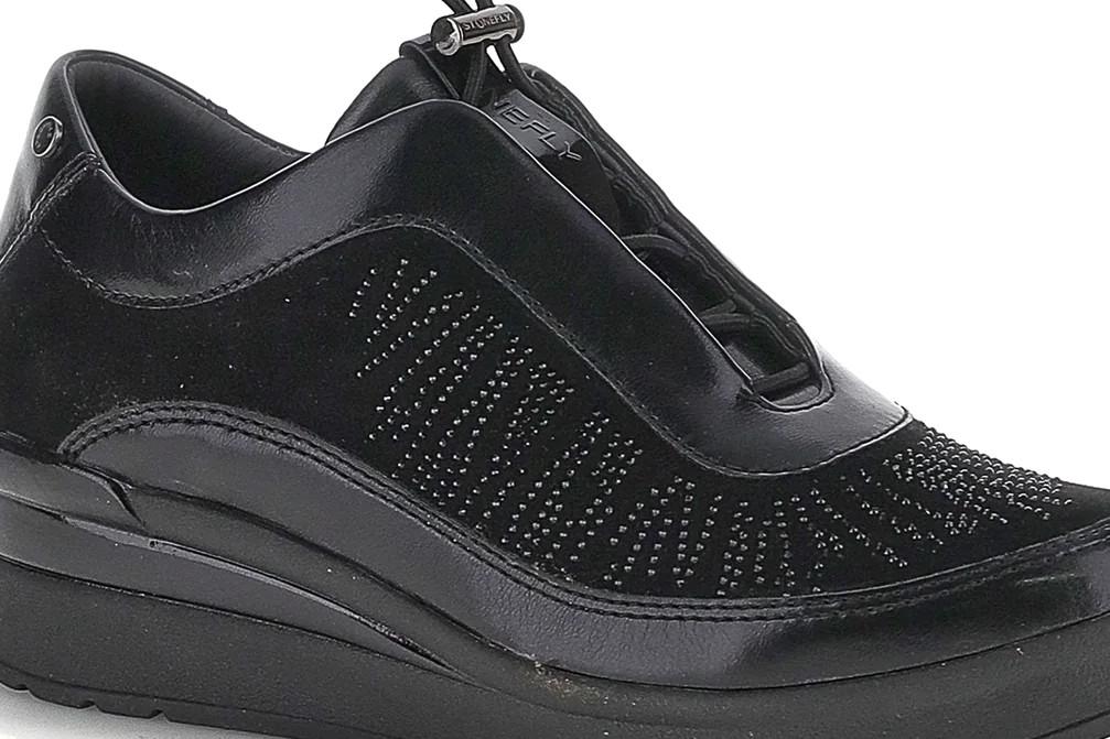Zapatillas de mujer Stonefly Cream 70 224215 negras con strass
