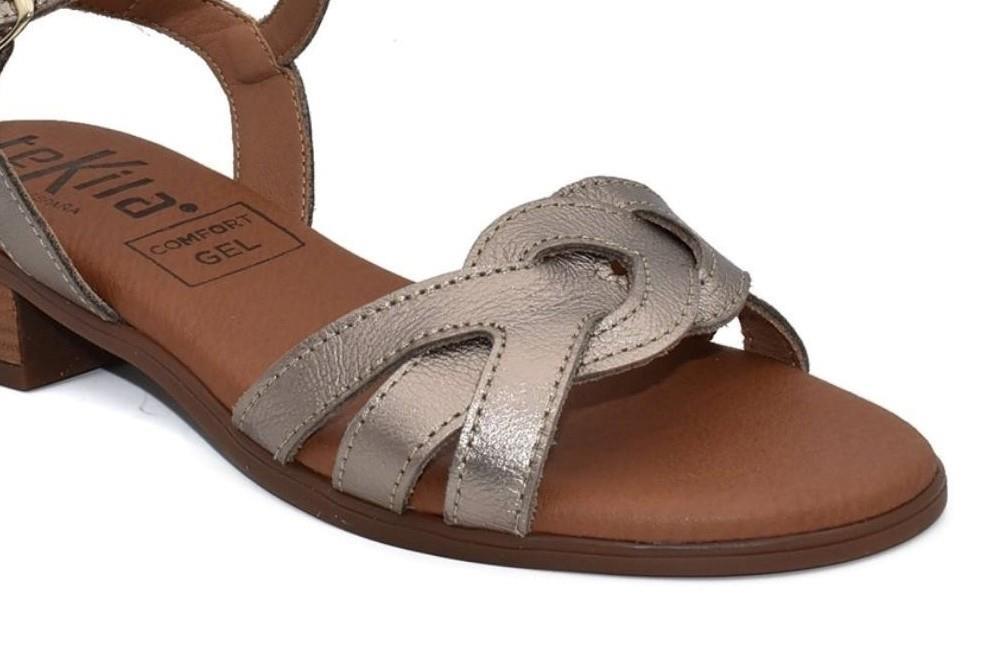 Sandalias con tacón Tekila S86 en titán para mujer