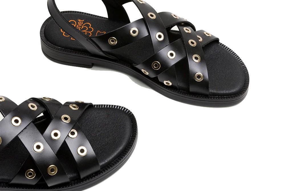 Sandalias planas Porronet Mónica 3125 en negro