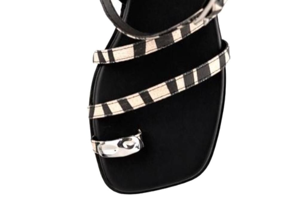 Sandalias Planas Mujer Isteria 1166 Animal Print | Sandalias de Tiras con Detalle Plateado