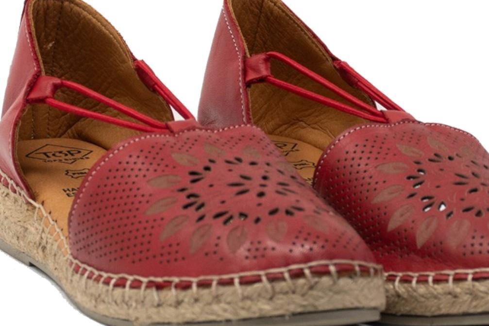 Alpargatas planas Top 3 Shoes SR25498 en rojo para mujer