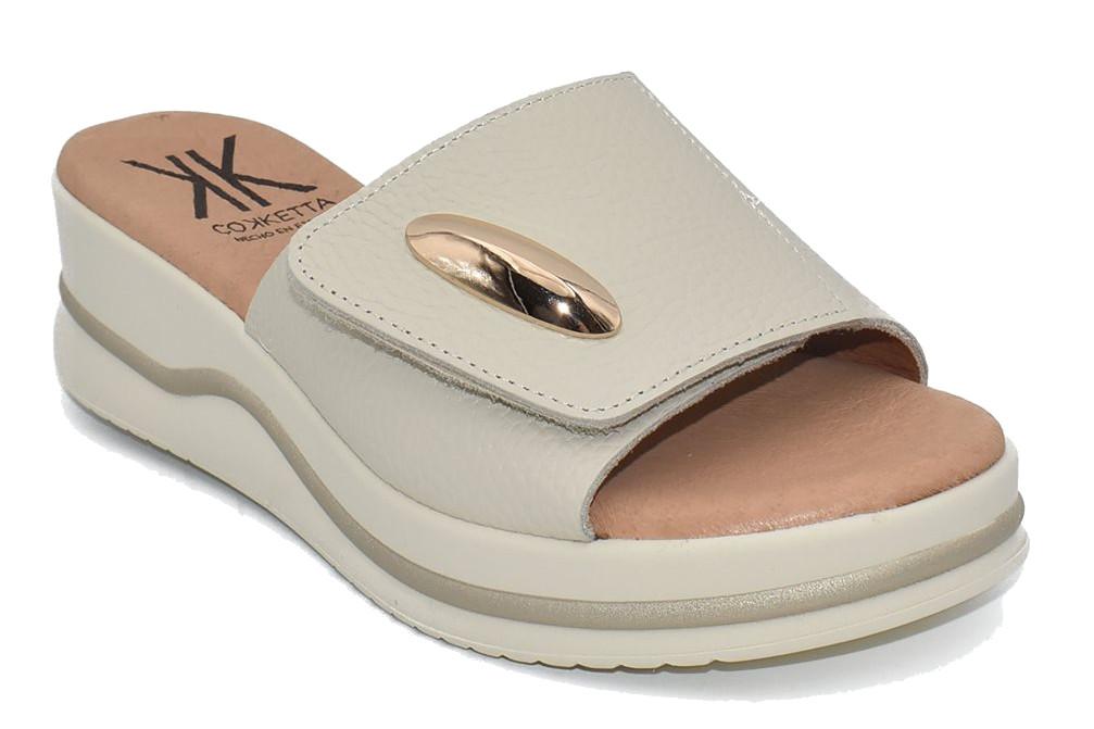 Zuecos de Mujer Cokketa 928 Beige con Plataforma y Plantilla de Gel