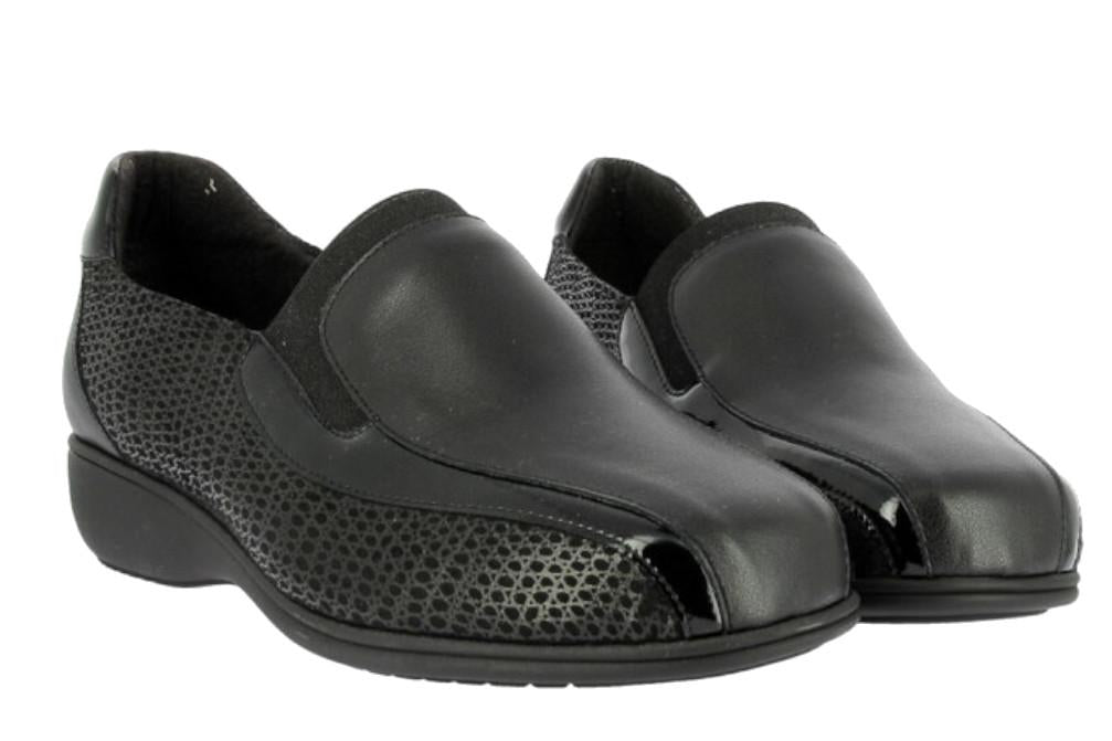 Mocasines Doctor Cutillas 53577 negros para mujer con print metalizado
