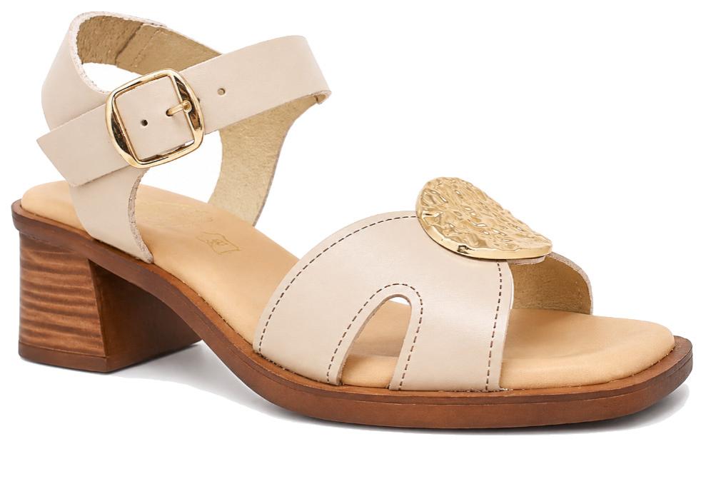 Sandalias de Tacón Cokketa 441 beige Mujer | Piel, Plantilla Gel y Máximo Confort