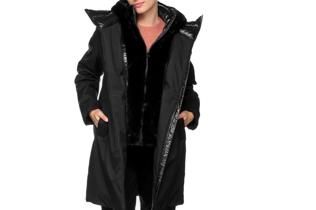 Cazadora larga Geox W4620F LARGA SOFTSHELL 50D DWR NEGRO