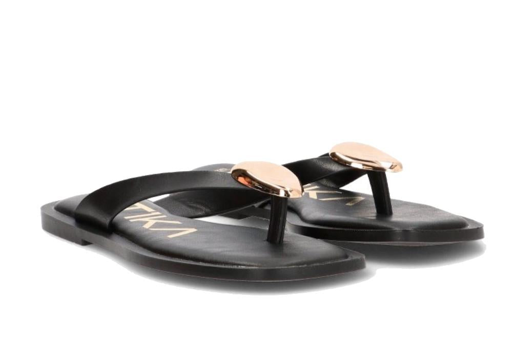 Chanclas de Dedo ETIKA 10108 Negro para Mujer | Sandalias Planas de Playa y Verano